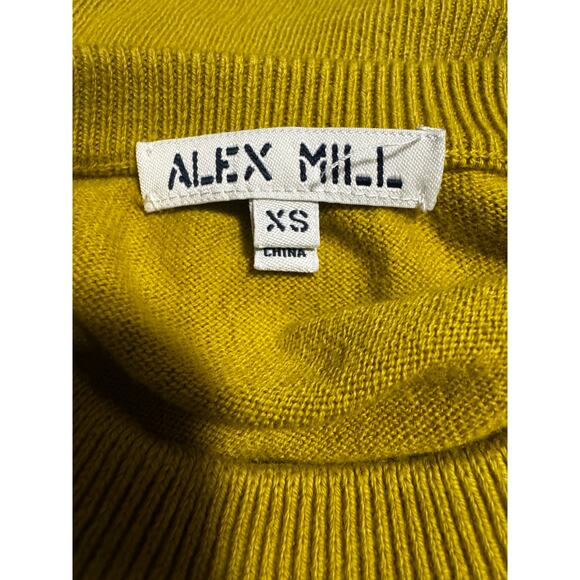 Alex Mill Boxy Pocket Merino Cotton Crewneck Sweater in Chartreuse Yellow (XS) - Picture 4 of 6